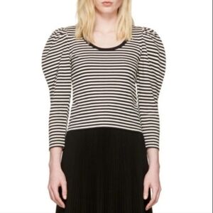 Marc Jacobs Striped Puff Long Sleeve 100% Cotton Jersey Top🦓🤍